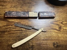 Rare Vintage Full Wedge Mens Straight Razor The Manhattan