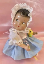 Vintage, Composition Baby Doll. Maybe Dionne Quint. 6in. With Bed & Accessories