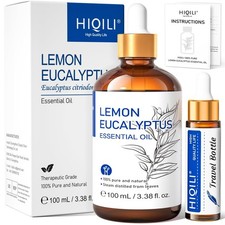 HIQILI Lemon Eucalyptus Oil - 100 ml (3.38 Fl Oz) Pure Essential Oil for Diffuse