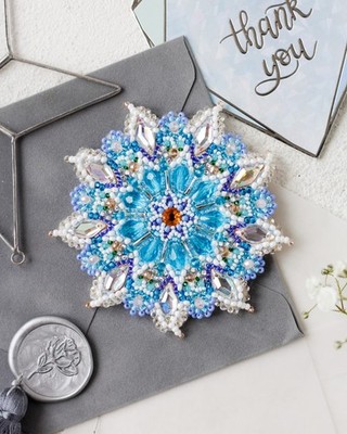 Jewellery Making Kit Pin Brooch ''Snowflake'' Handmade Brooches Beadwork Vintage