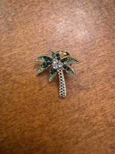 Palm Tree Rhinestone Brooch Pin