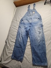 Carhartt Denim Bib Overalls Mens Size 42x30 Medium Wash Workwear Western R07 DST