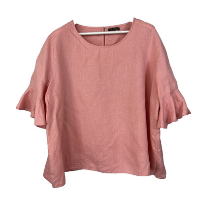For Cynthia Top Women s Size 2X 100% Linen Flutter Sleeves Pink