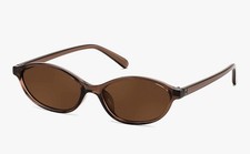 Women's Brown Oval Sunglasses UV400 Anti-Glare Lightweight Impact Resistant HD