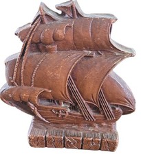 Vintage Ornawood Single Bookend Sailing Ship Nautical Made in USA (4)