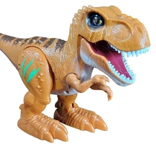T-Rex Dinosaur Action Figure Robo Alive Orange Attacking Dino Walks Roars