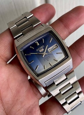 Vintage Seiko 5 Square TV Shape  Rare Blue Shaded Dial   21J Automatic 6319