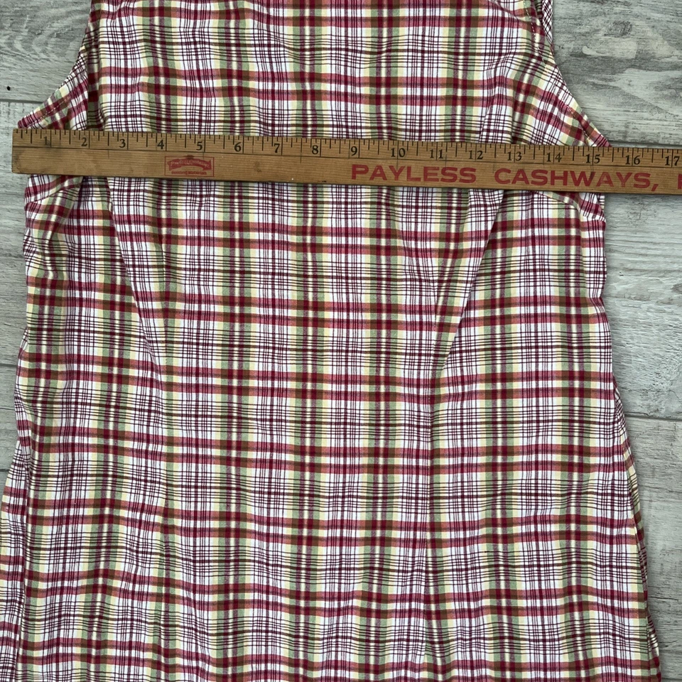 Vestido recto para mujer Route 66 sin mangas rojo beige a cuadros cremallera trasera algodón talla M Foto 3 de 4