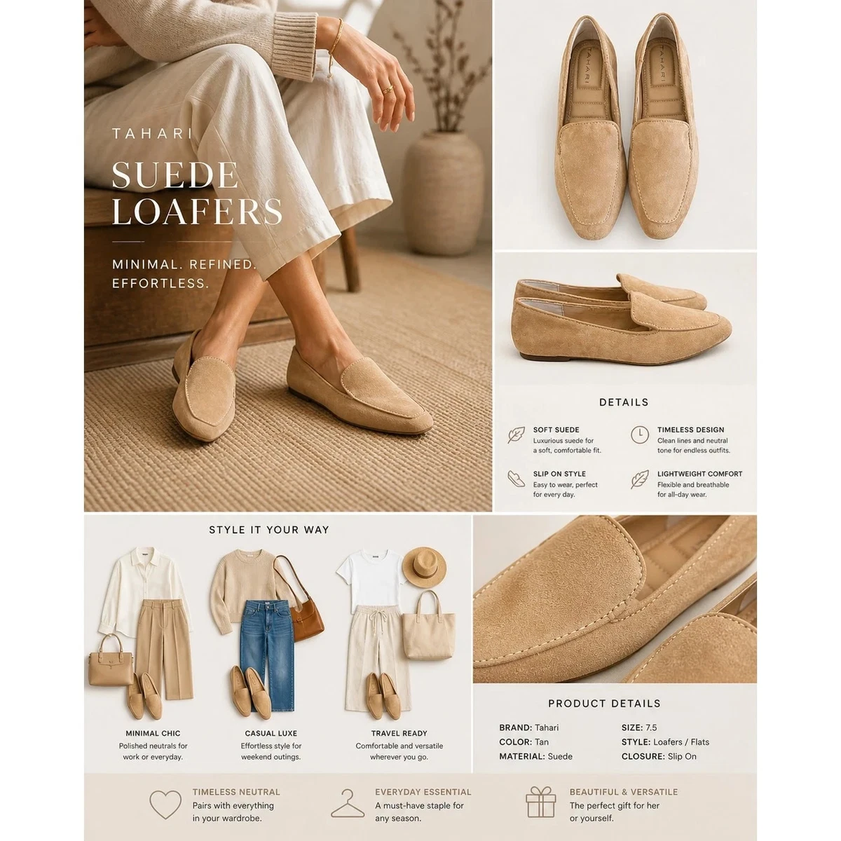 Tahari M Suede Flats for Women for sale | eBay display picture 2