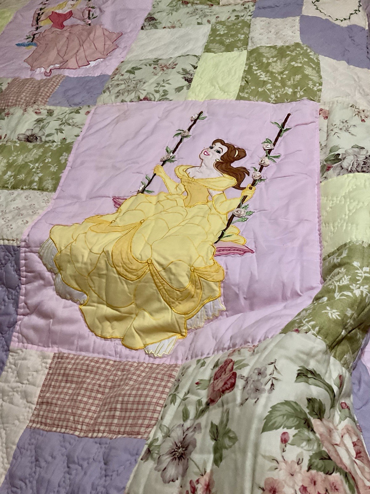 Disney Princess Patchwork Quilt Bedding Set Belle Cinderella Aurora ...
