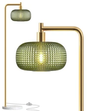 QiMH Gold Floor Lamp for Living Room, Mid Century Modern Standing Lamp Brass ...