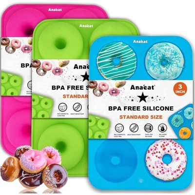3 Pack Donut Pan Silicone Baking , Just Out! Non-Stick Doughnuts Baking