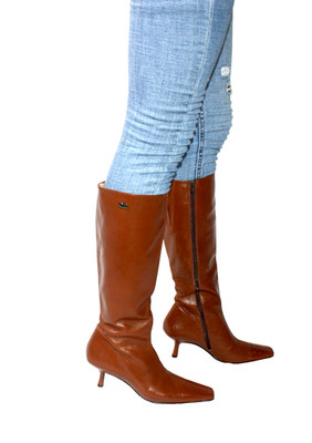 BUFFALO LONDON VINTAGE DAMENSTIEFEL STIEFELETTEN COGNAC 39 #S4-5X# NEU!