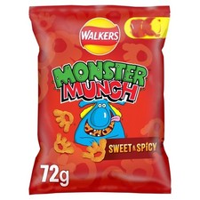 18 Pack Walkers Monster Munch Sweet & Spicy Snacks 72g x18 - Bulk Value