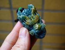 Certified Natural Untreated Grade A Jadeite Jade Brown Dragon Pendant 136