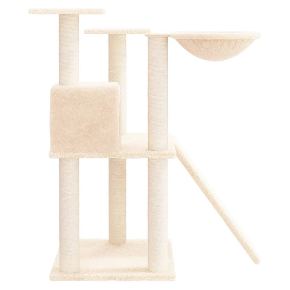 vidaXL Cat Tree 83cm – Cream Scratching Post Tower with Sisal, Activity Centre  - Image 4 of 4
