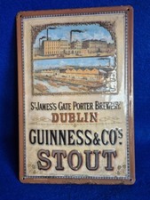 Guinness Stout St James Gate Dublin Brewery Embossed Rare Metal Sign 30 x 20cm