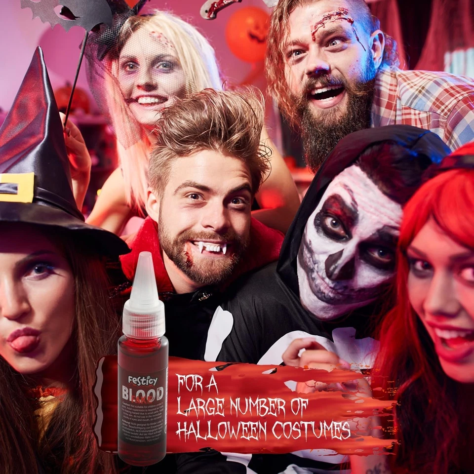 Auténtico Maquillaje Vampiro Zombi Halloween Lavable Realista Sangre Falsa 0.88oz Foto 3 de 4