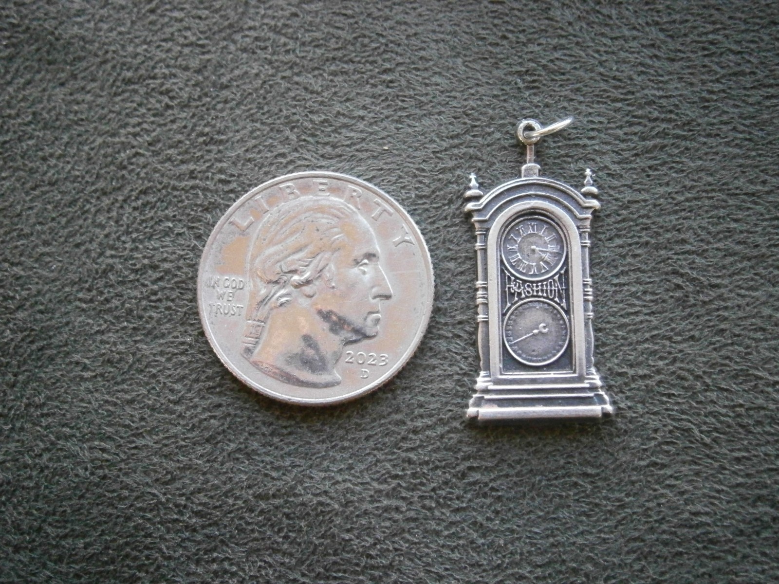 Large Mantle Clock Vintage Flat Back Sterling Sil… - image 7