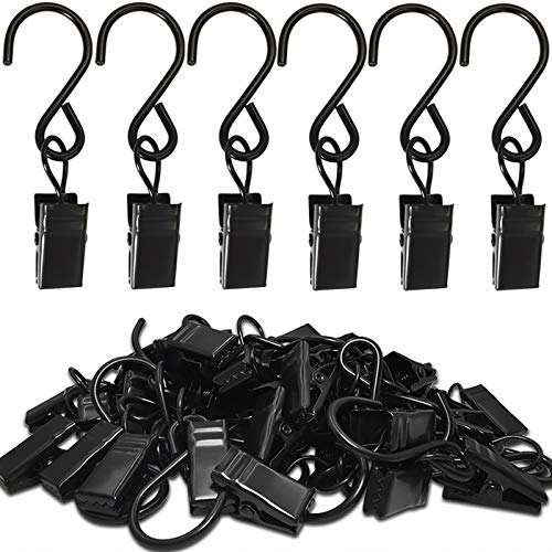 AMZSEVEN Stainless Steel S Hooks Curtain Clips, 50 Pack  Assorted colors 