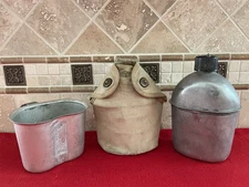 RARE WW2 USMC 2nd Pattern Canteen Cup Cover Set NAMED 1944 WWII Original
