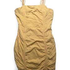 Y2K Wild Fable Pink Yellow Gingham Ruched Mini Dress Medium