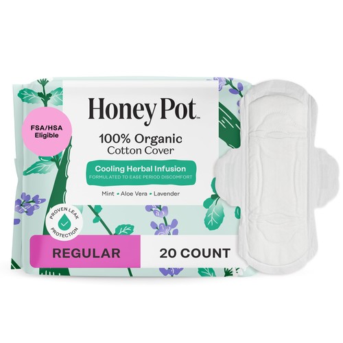 The Honey Pot Company - Herbal Sanitary Pads for Women - 20 Count (Pack of 1) 