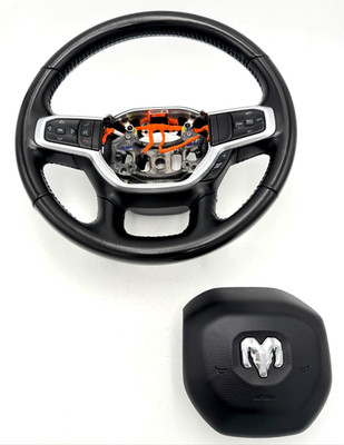   2019-2026 RAM 1500 5th Gen OEM BLACK LEATHER STEERING WHEEL CRUISE CONTROL