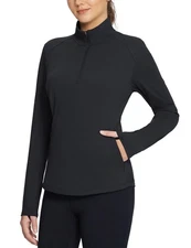 Women's Fleece Pullover Jacket Water Resistant Half Zip Thermal Golf Shirts C...