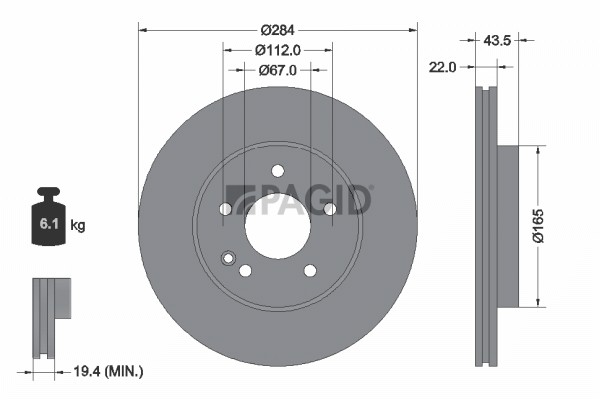 2X Pagid Bremsscheibe InnenbelüFtet Ø284Mm FüR Mercedes-Benz C-Klasse W202 S202-image