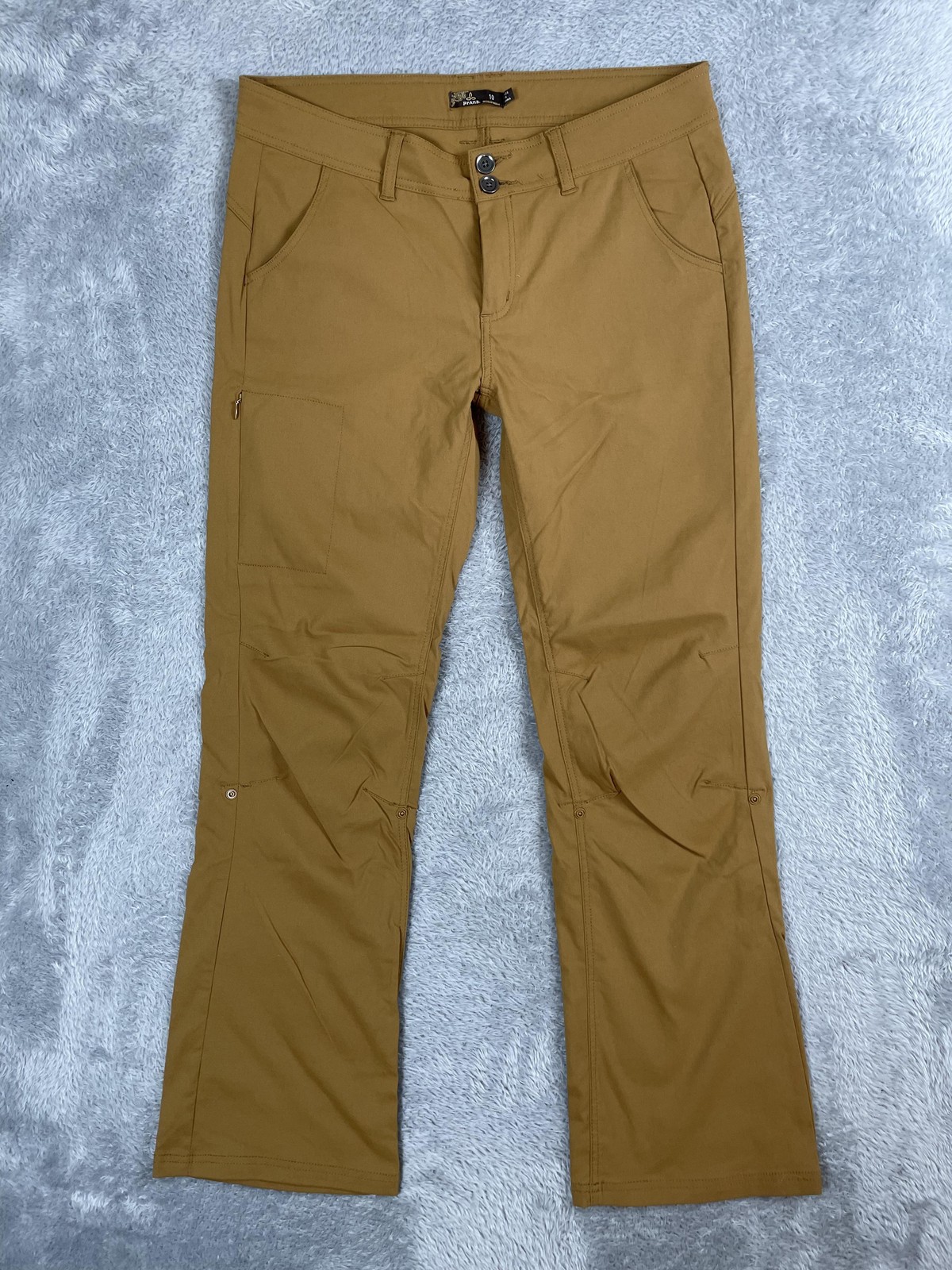 Prana Halle Pants Womens 10 Brown Nylon Stretch Hiking Roll Up Trail Outdoor