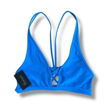 Frederick  s of Hollywood Sunset Strap Bikini Top Blue Size M NWT Made in USA