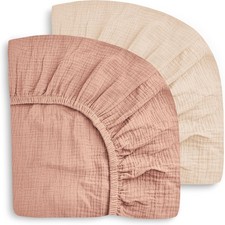 2-Pack Muslin Crib Sheets Boys Girls Ultra Soft Breathable 40S Long-Staple