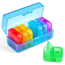 Weekly Pill Organizer 2 Times a Day, Blue 7 Day Am Pm Pill Box, Daily Am Pm P...