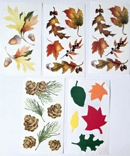 5 Frances Meyer Sticker Strips Autumn Leaves Fall Pine Cones Vintage