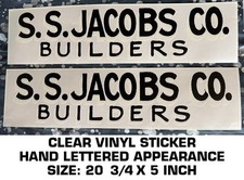 S.S. JACOBS CO. BUILDERS  - BUD MOORE TRANS-AM MUSTANG 1971 - CLEAR DECAL PAIR