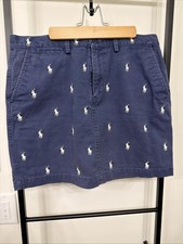 Vintage Ralph Lauren Pony Logo Embroidered Mini Skirt Navy Blue Preppy Y2K Sze 6