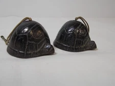 2 Gardener's Eden Green Cast Iron Turtle Bells/windchimes-Vintage Japan