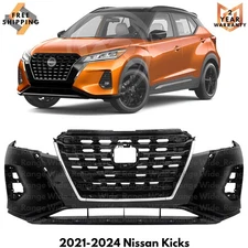 Front Bumper Cover Fascia & Grille Assembly Kit For 2021-2023 Nissan Kicks