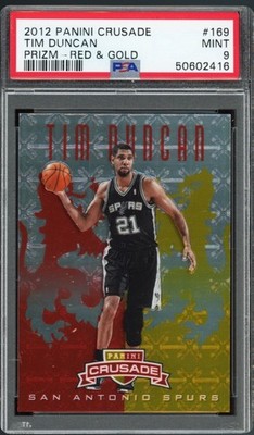 2012-13 Panini Crusade Tim Duncan Red Gold Prizm /99 PSA 9 Spurs #169