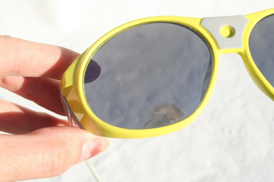 GAFAS DE SOL SUNJET de CARRERA DE COLECCIÓN AMARILLO GRIS LENTE GRANDE ESPACIO FUTURISTA RARAS Foto 3 de 4