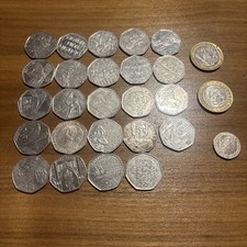 Lotto Job di monete da 50 pence x 24 e 2 x £2 e 1 x 20p 