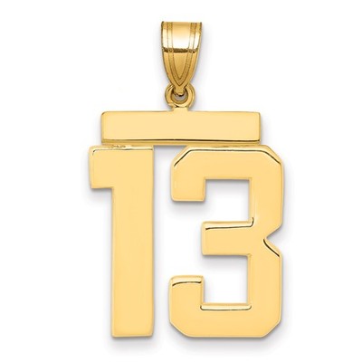 14k Gelbgold Zahl 13 Anhänger Unisex Kühn Sportlich Glücksbringer Schmuck