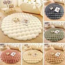Plush Round Carpets/Rugs Soft Cozy Floor Mat Living Room Bedroom Waffle Bubble