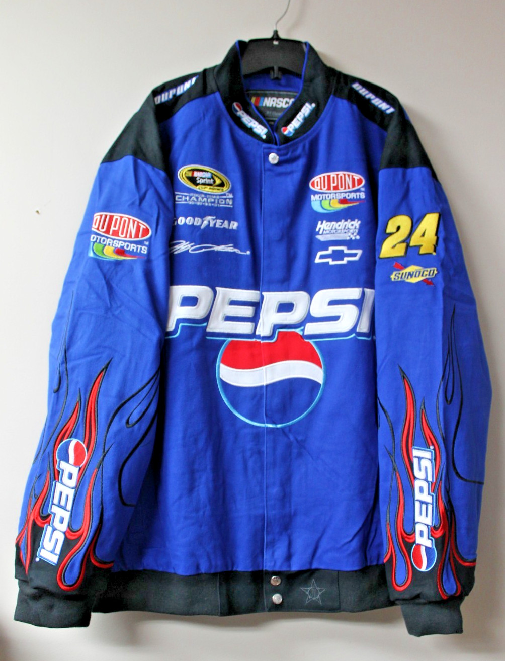 New NASCAR #24 Jeff Gordon PEPSI Blue twill cotton jacket men's XXL