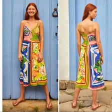 NWT Farm Rio Double Scarfs Pastel Midi Dress Size XL