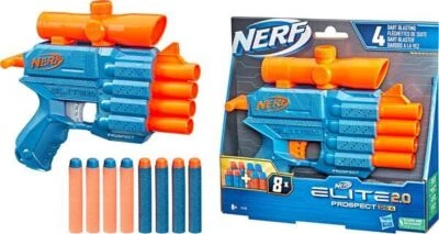 HASBRO Nerf Elite 2.0 Prospect QS-4, 8 Nerf Elite Darts, 4-Dart Blaster