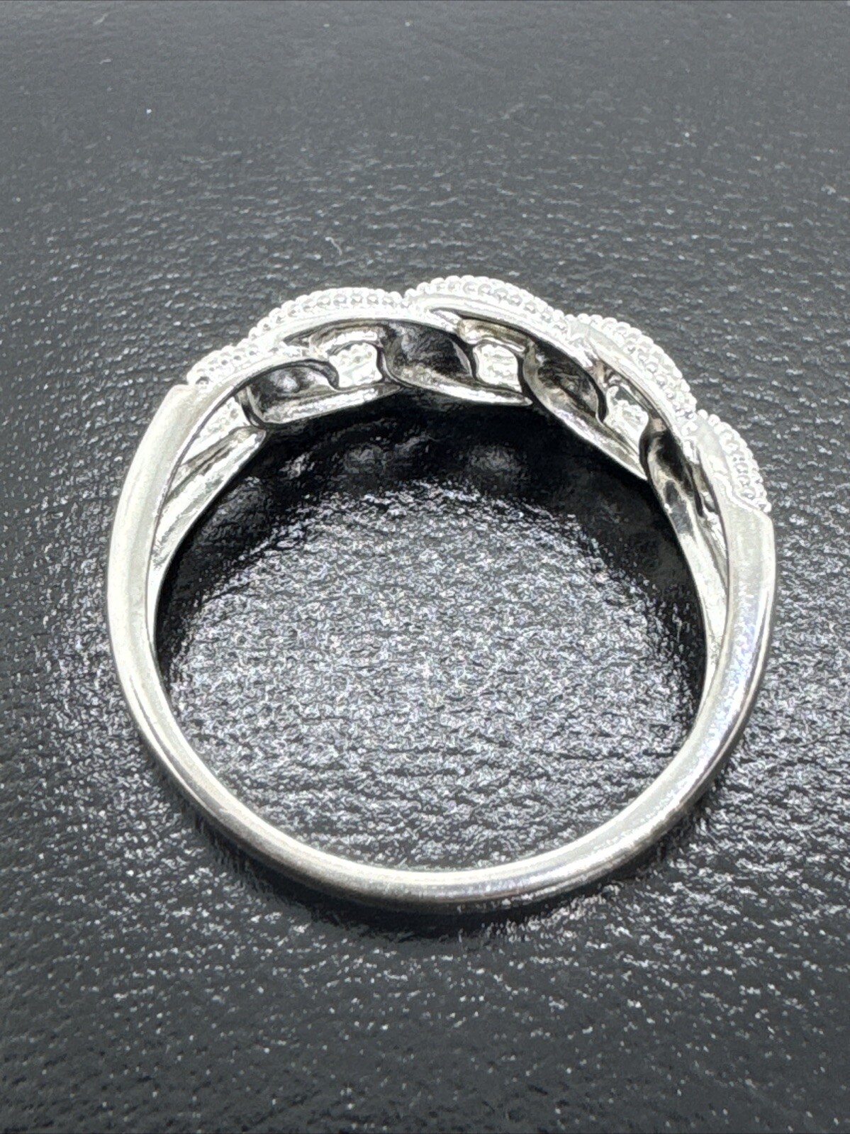 925 Sterling Silver Textured Interlocking Links R… - image 2