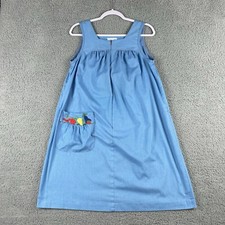 VINTAGE Leisure Life HouseDress Blue Sleeveless Embroidered Zip Pocket