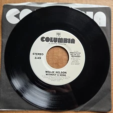 WILLIE NELSON Without A Song DJ PROMO 45 7" Record Vinyl Records